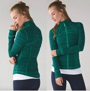 LULULEMON#4 Green Striped Zip-Up Jacket